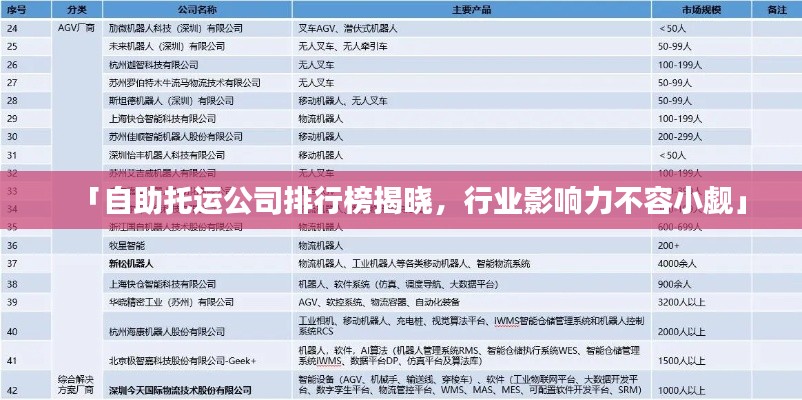 「自助托运公司排行榜揭晓，行业影响力不容小觑」