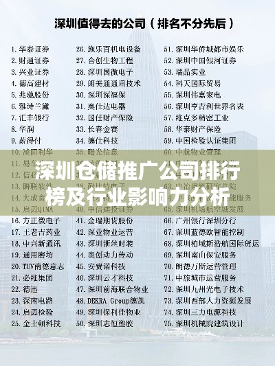 深圳仓储推广公司排行榜及行业影响力分析