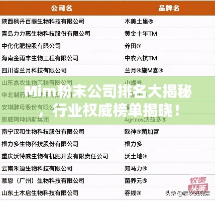 Mim粉末公司排名大揭秘，行业权威榜单揭晓！