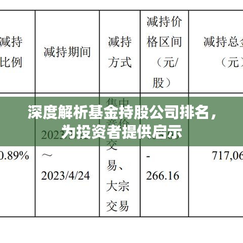 深度解析基金持股公司排名，为投资者提供启示