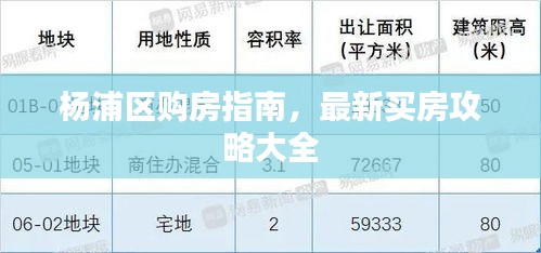 杨浦区购房指南，最新买房攻略大全