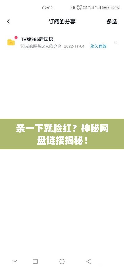亲一下就脸红？神秘网盘链接揭秘！
