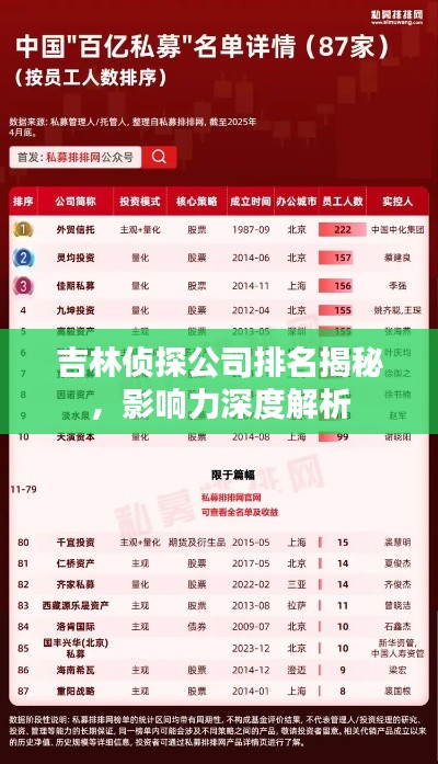 吉林侦探公司排名揭秘，影响力深度解析