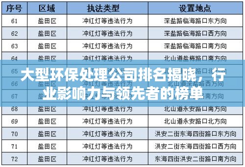 大型环保处理公司排名揭晓，行业影响力与领先者的榜单