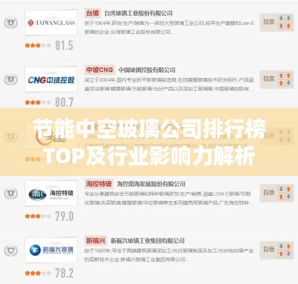 节能中空玻璃公司排行榜TOP及行业影响力解析