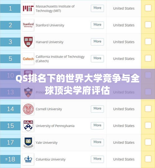 QS排名下的世界大学竞争与全球顶尖学府评估
