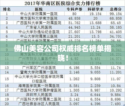 佛山美容公司权威排名榜单揭晓！