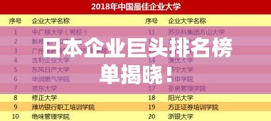 日本企业巨头排名榜单揭晓！