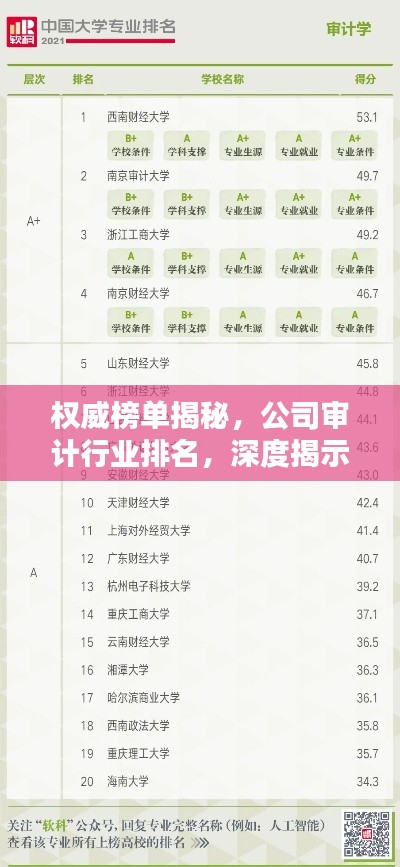 权威榜单揭秘，公司审计行业排名，深度揭示行业格局