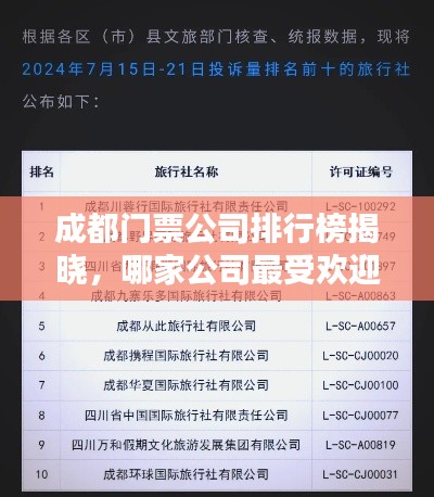 成都门票公司排行榜揭晓，哪家公司最受欢迎？