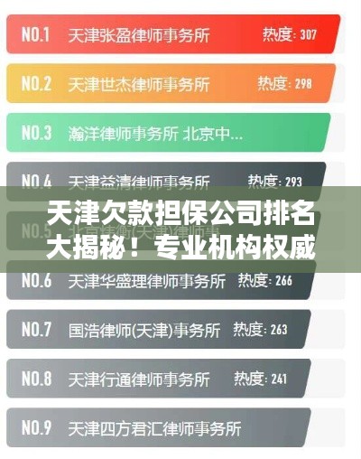 天津欠款担保公司排名大揭秘！专业机构权威榜单出炉！